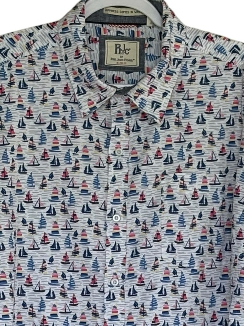 Rebel James & Charli (RJC) Happiness Comes in Waves Sailboats  Shirt Size 2X